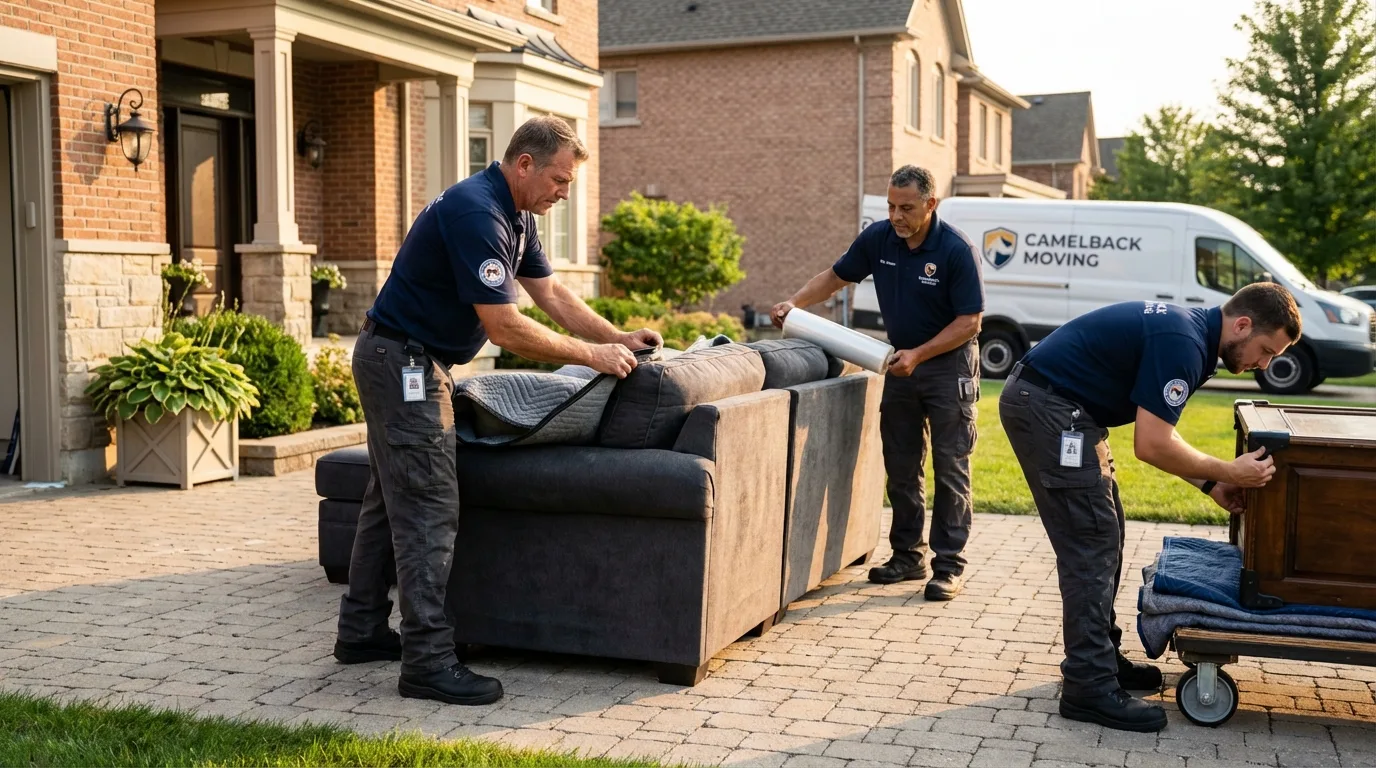 Large estate moving crew wrapping furniture in El Sobrante, CA